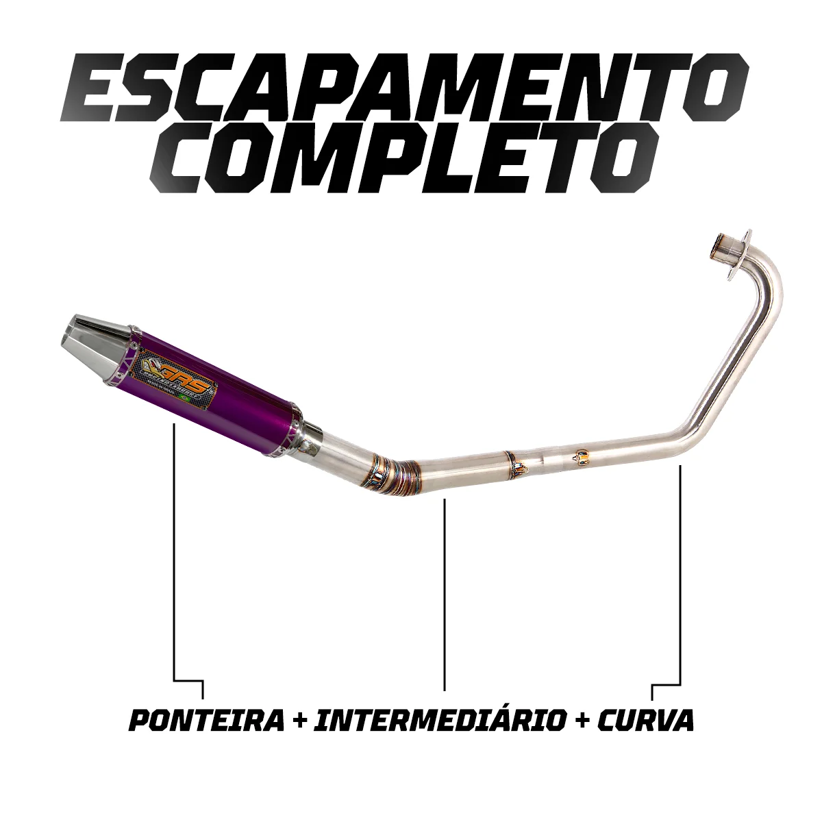 Escapamento GRS Torpedo Curva Padrão 38mm 36mm x 250mm